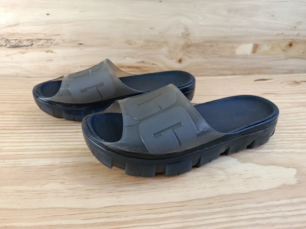 UGG Jella Clear Slide Sandals Black Transparent Chunky Lug Sole Women's US 8
